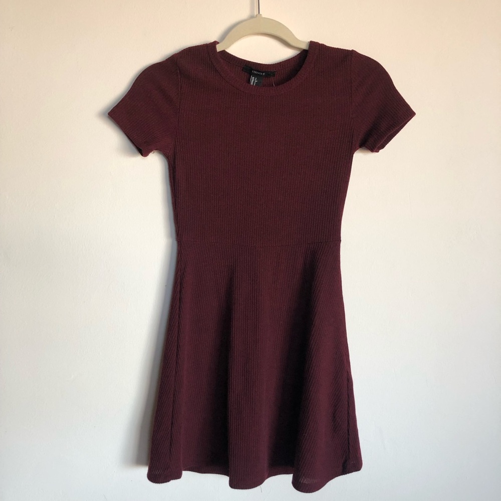 Burgundy Skater/ Flowy Dress
